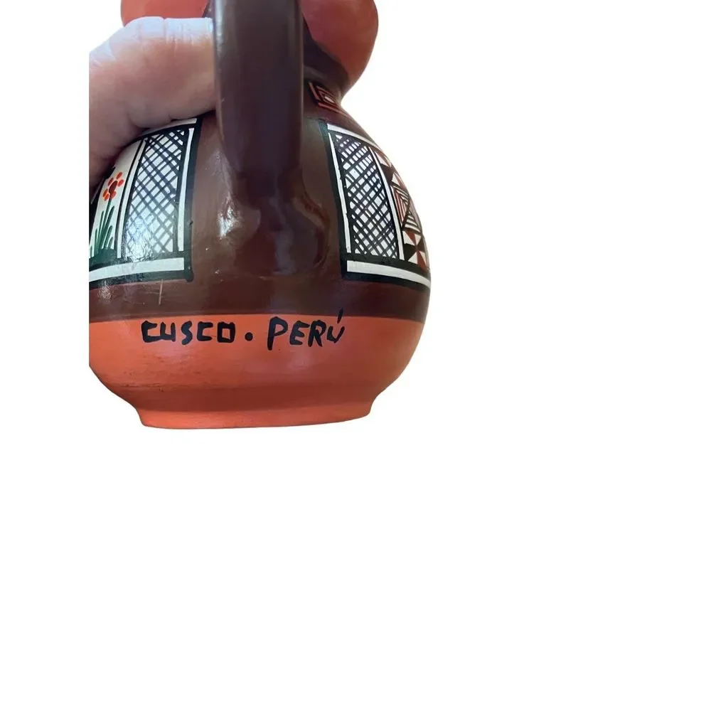 Hand Painted Peruvian‎ Terracotta Miniature Pitcher creamer server